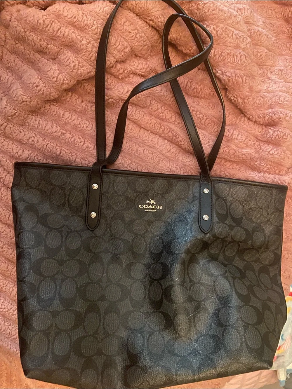 Coach Black Signature Monogram Tote